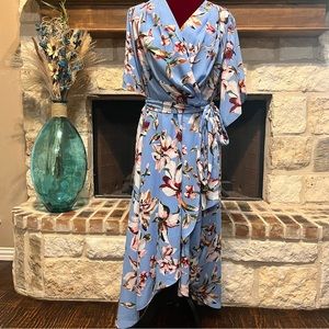 Tahari Floral Printed Wrap Midi Dress Plus size